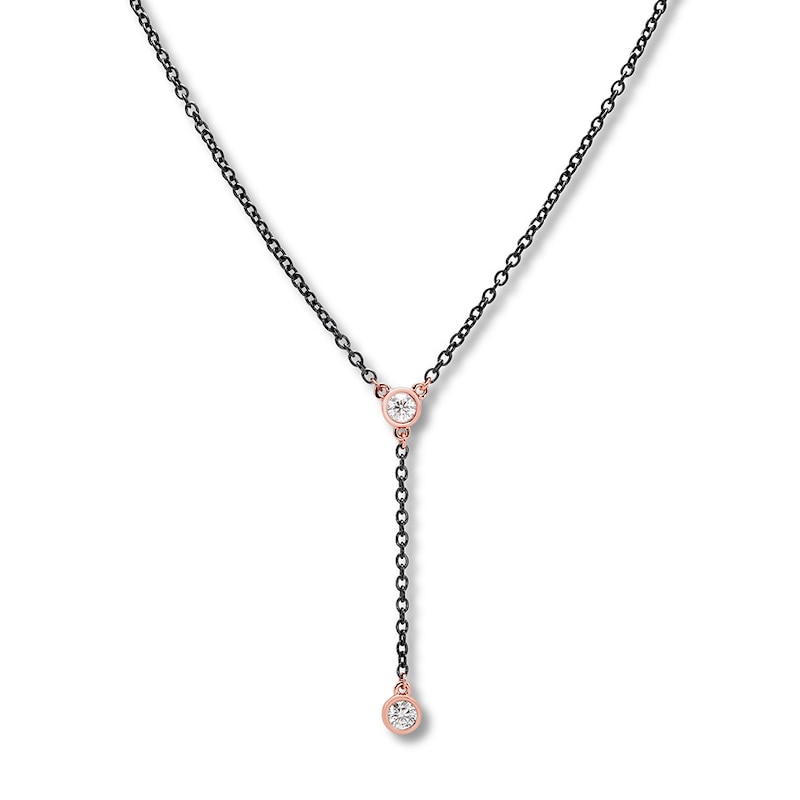 Bezel-Set Diamond Necklace 1/4 ct tw Stainless Steel/10K Gold 19"