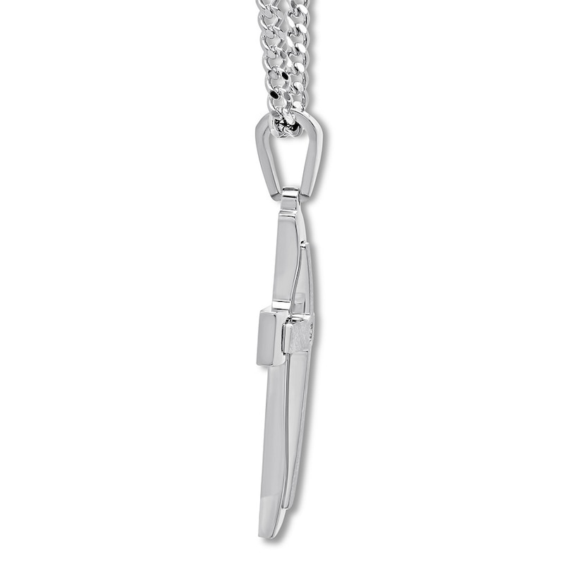Main Image 2 of Men's Cross Necklace Diamond Accent Stainless Steel 24&quot;