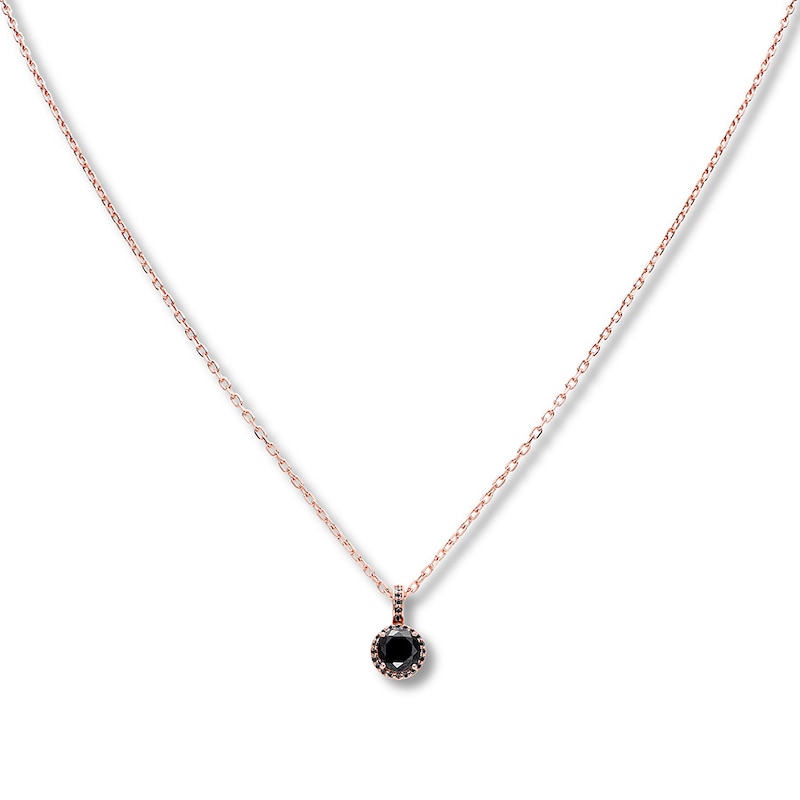 Black Diamond Necklace 1/2 ct tw Round-cut 10K Rose Gold 19"