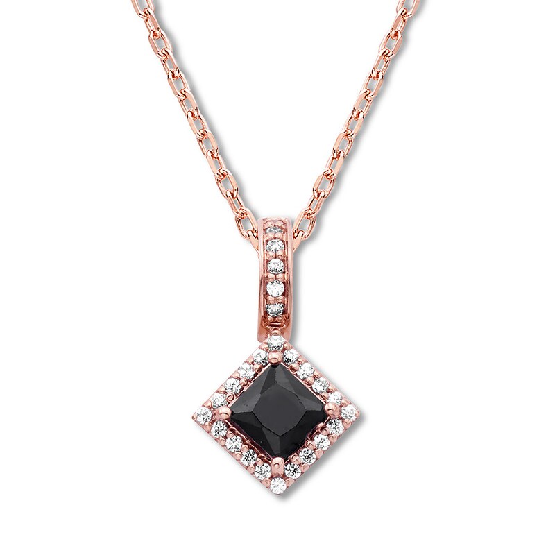 Black & White Diamond Necklace 1/4 ct tw 10K Rose Gold 19"