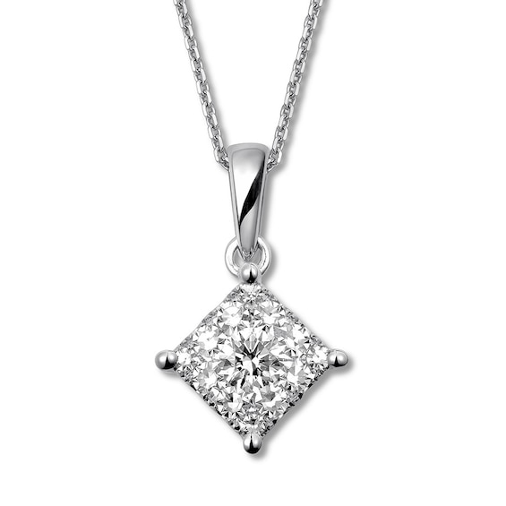 Diamond Necklace 1/4 ct tw Round-cut 10K White Gold 18"
