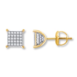 Men's Diamond Earrings 1/4 ct tw Round-cut 10K Yellow Gold