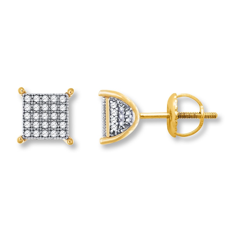 Men's Diamond Stud Earrings 1/4 ct tw Round 10K Yellow Gold