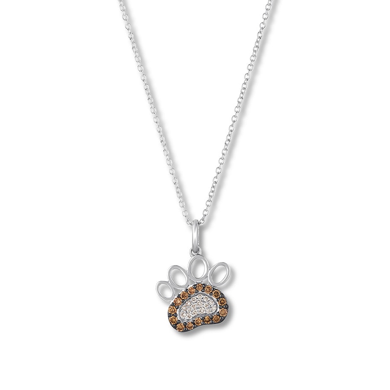 Main Image 1 of Le Vian Chocolate Diamond Paw Print Necklace 1/5 ct tw 14K Vanilla Gold
