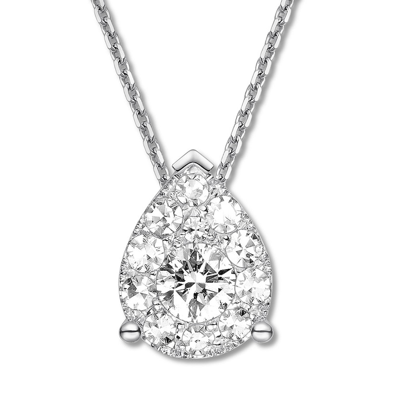 Main Image 1 of Diamond Teardrop Necklace 1/2 ct tw Round-cut 14K White Gold