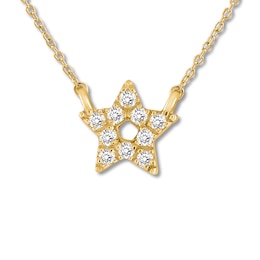 Diamond Star Necklace 10K Yellow Gold 18"