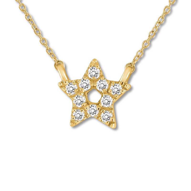 Main Image 1 of Diamond Star Necklace 10K Yellow Gold 18&quot;