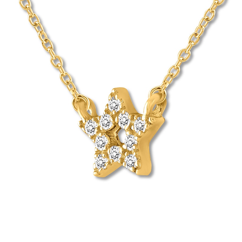 Diamond Star Necklace 10K Yellow Gold 18"