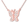 Thumbnail Image 2 of Diamond Butterfly Necklace 1/15 ct tw Round-cut 10K Rose Gold 18"