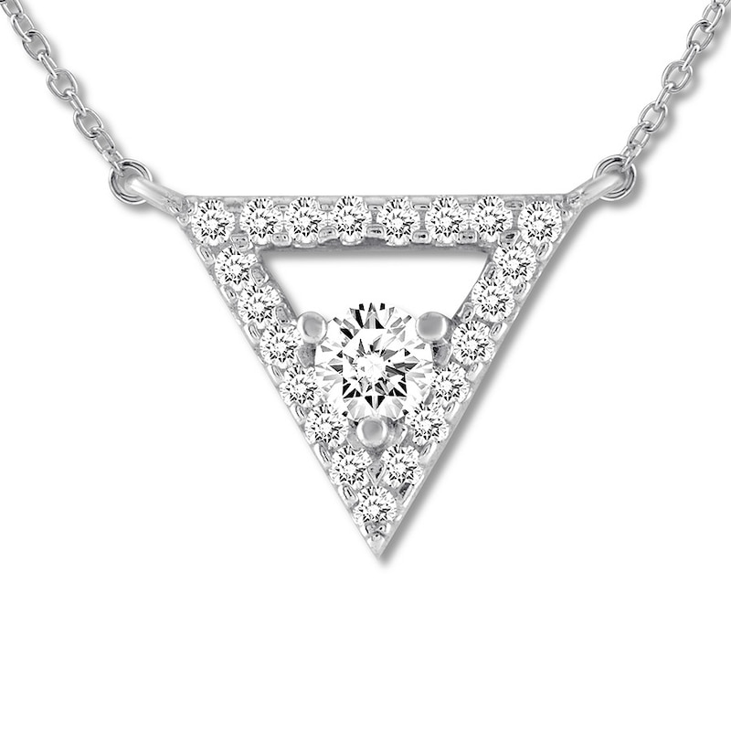 Diamond Triangle Necklace 1/5 ct tw Round-cut 10K White Gold 18"