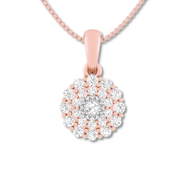 Diamond Necklace 3/8 ct tw Round-cut 10K Rose Gold 18&quot;