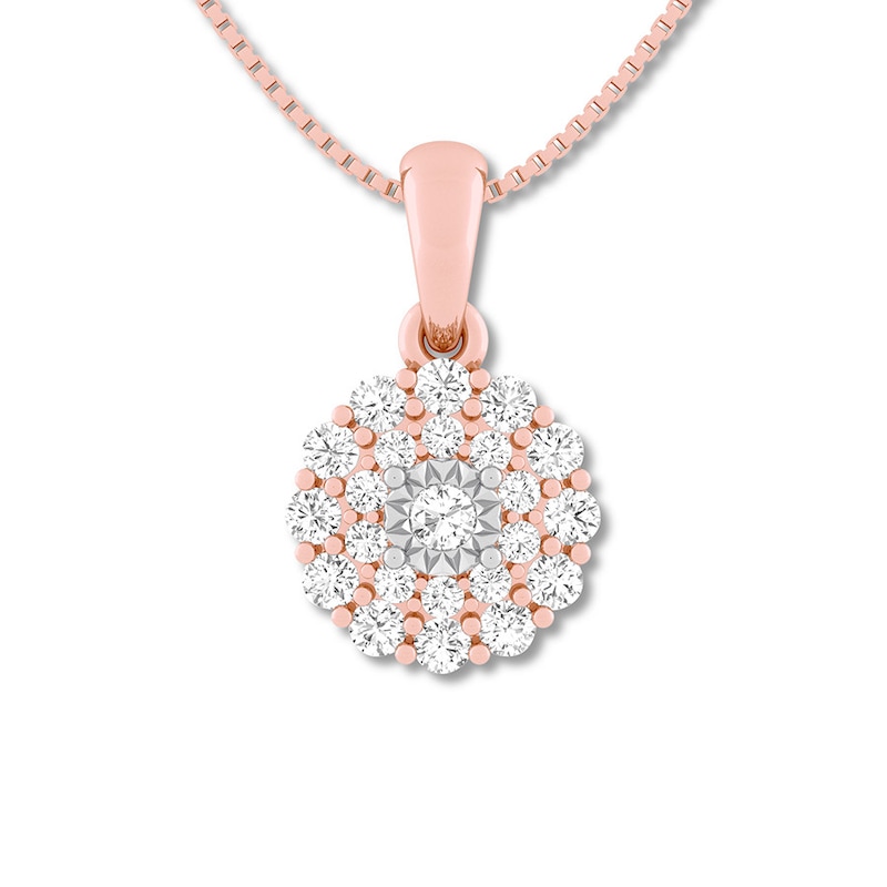 Diamond Necklace 3/8 ct tw Round-cut 10K Rose Gold 18"