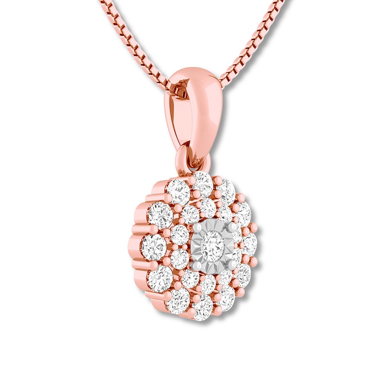 Diamond Necklace 3/8 ct tw Round-cut 10K Rose Gold 18"