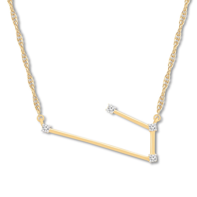 Aries Zodiac Necklace 1/20 ct tw Diamonds 10K Yellow Gold 18"