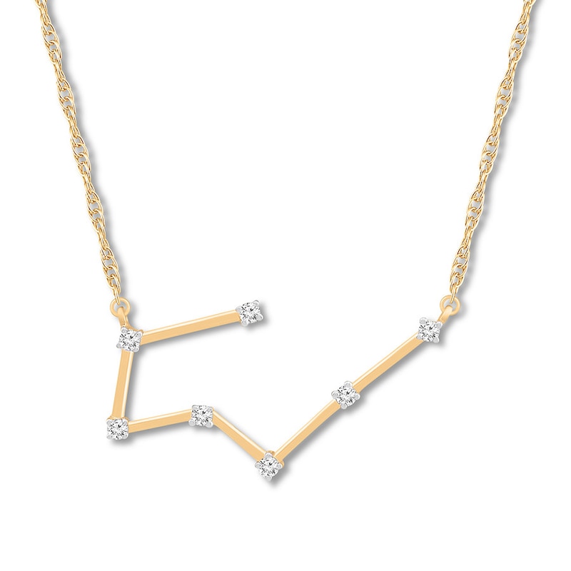 Taurus Zodiac Necklace 1/10 ct tw Diamonds 10K Yellow Gold 18"