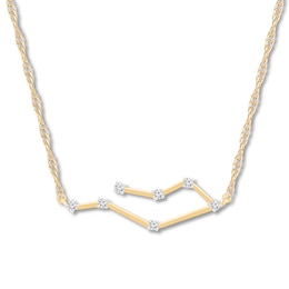 Gemini Zodiac Necklace 1/10 ct tw Diamonds 10K Yellow Gold 18"