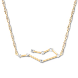 Gemini Zodiac Necklace 1/10 ct tw Diamonds 10K Yellow Gold 18"