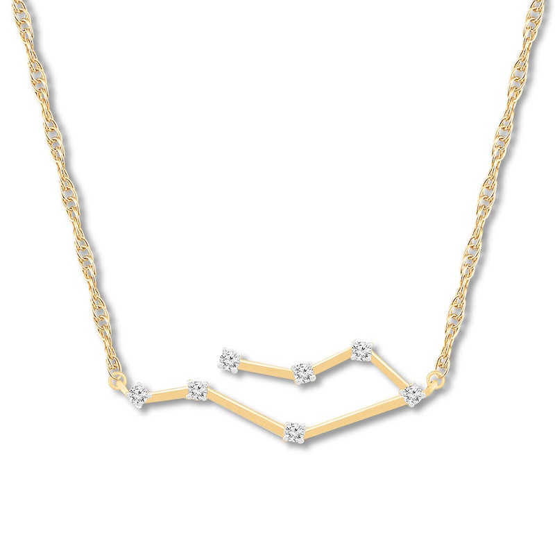 Gemini Zodiac Necklace 1/10 ct tw Diamonds 10K Yellow Gold 18"