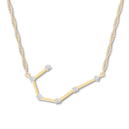 Cancer Zodiac Necklace 1/10 ct tw Diamonds 10K Yellow Gold 18"