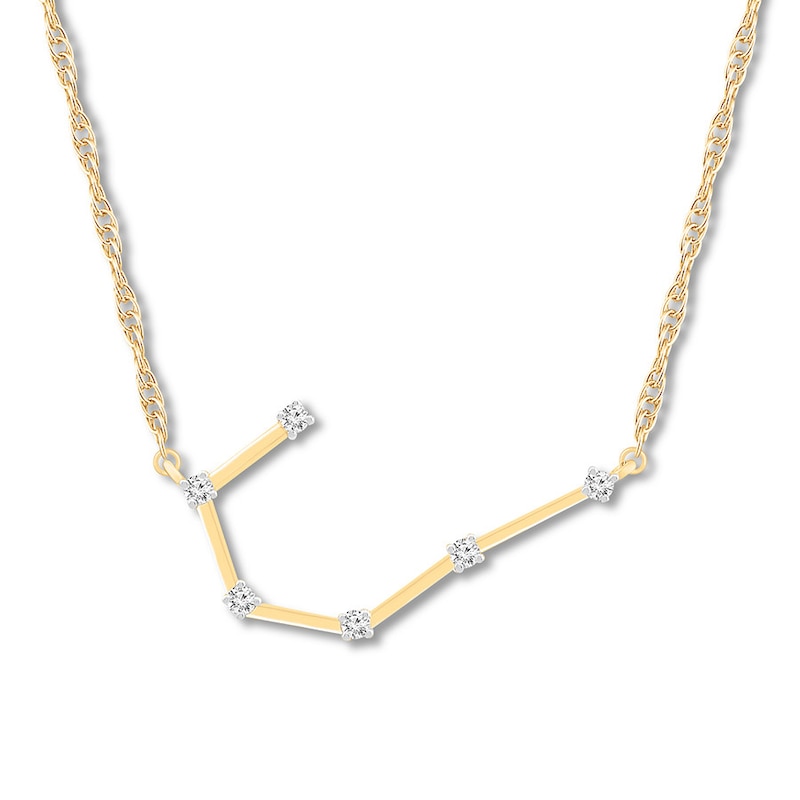 Cancer Zodiac Necklace 1/10 ct tw Diamonds 10K Yellow Gold 18"