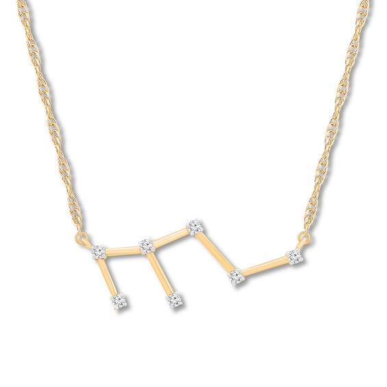 Leo Zodiac Necklace 1/10 ct tw Diamonds 10K Yellow Gold 18"