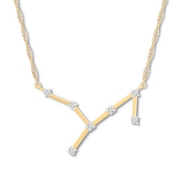 Virgo Zodiac Necklace 1/10 ct tw Diamonds 10K Yellow Gold 18"