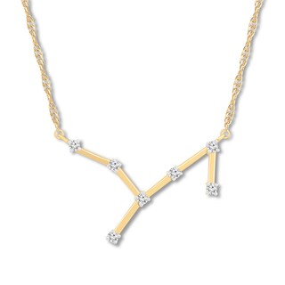 Virgo Zodiac Necklace 1/10 ct tw Diamonds 10K Yellow Gold 18"