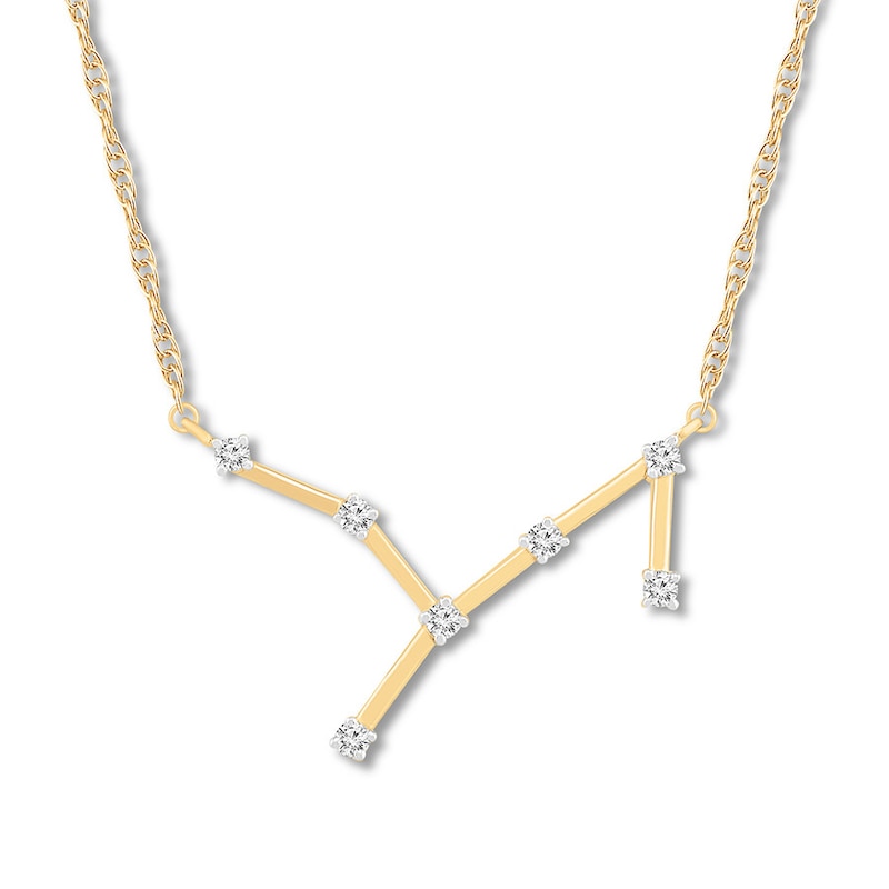 Main Image 1 of Virgo Zodiac Necklace 1/10 ct tw Diamonds 10K Yellow Gold 18&quot;