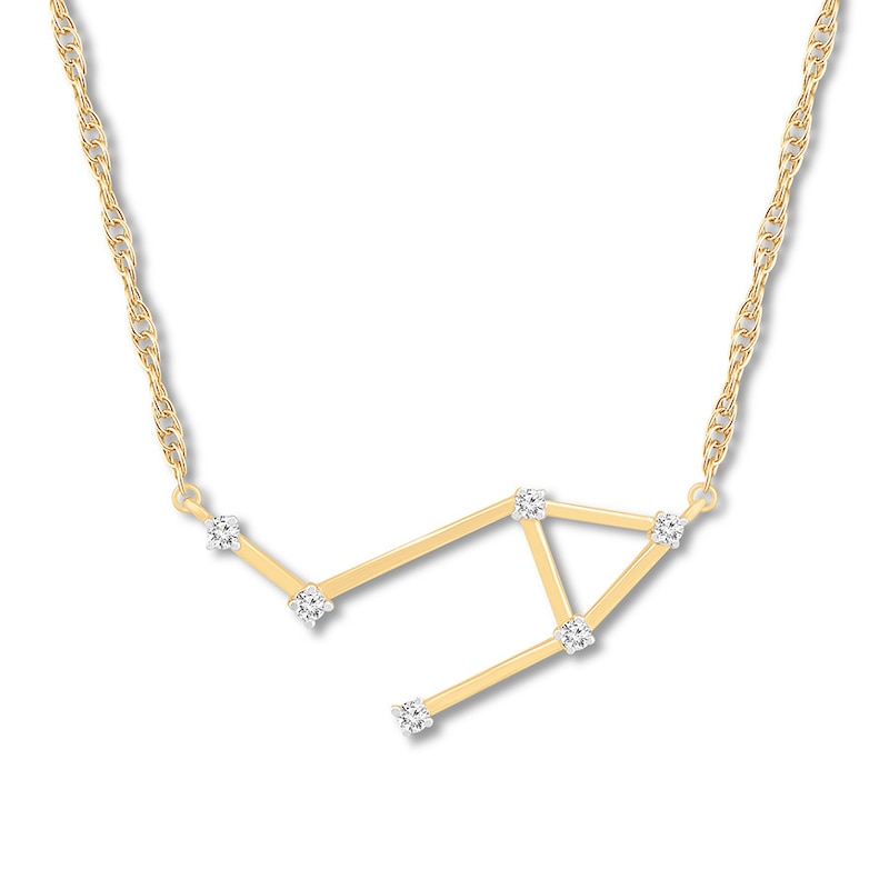 Main Image 1 of Libra Zodiac Necklace 1/10 ct tw Diamonds 10K Yellow Gold 18&quot;