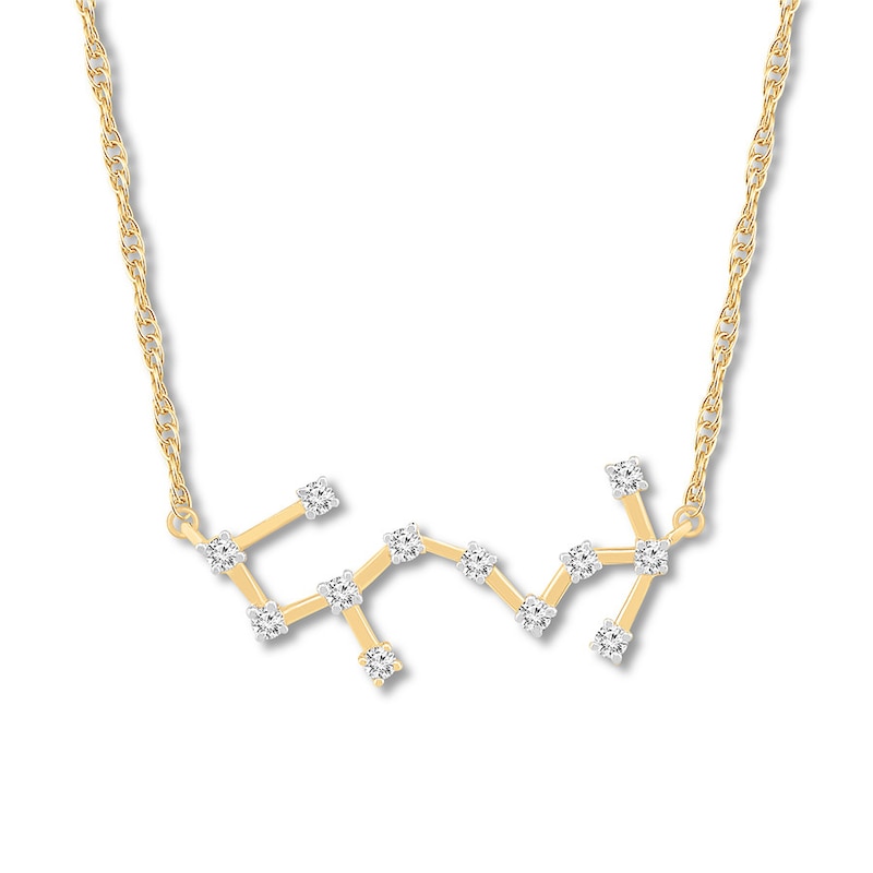 Main Image 1 of Scorpio Zodiac Necklace 1/5 ct tw Diamonds 10K Yellow Gold 18&quot;