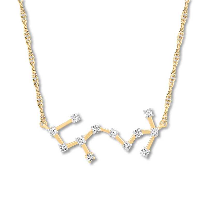 Scorpio Zodiac Necklace 1/5 ct tw Diamonds 10K Yellow Gold 18\