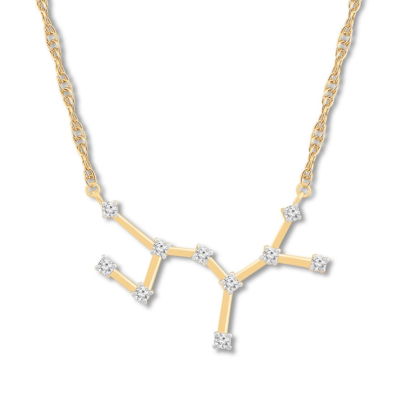 Sagittarius Zodiac Necklace 1/6 ct tw Diamonds 10K Yellow Gold 18"