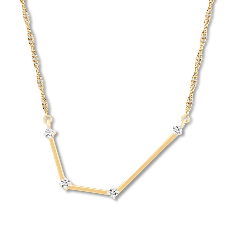 Aquarius Zodiac Necklace 1/20 ct tw Diamonds 10K Yellow Gold 18"