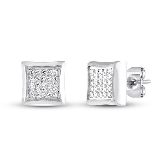 Men's Diamond Earrings 1/4 ct tw Round-cut Stainless Steel