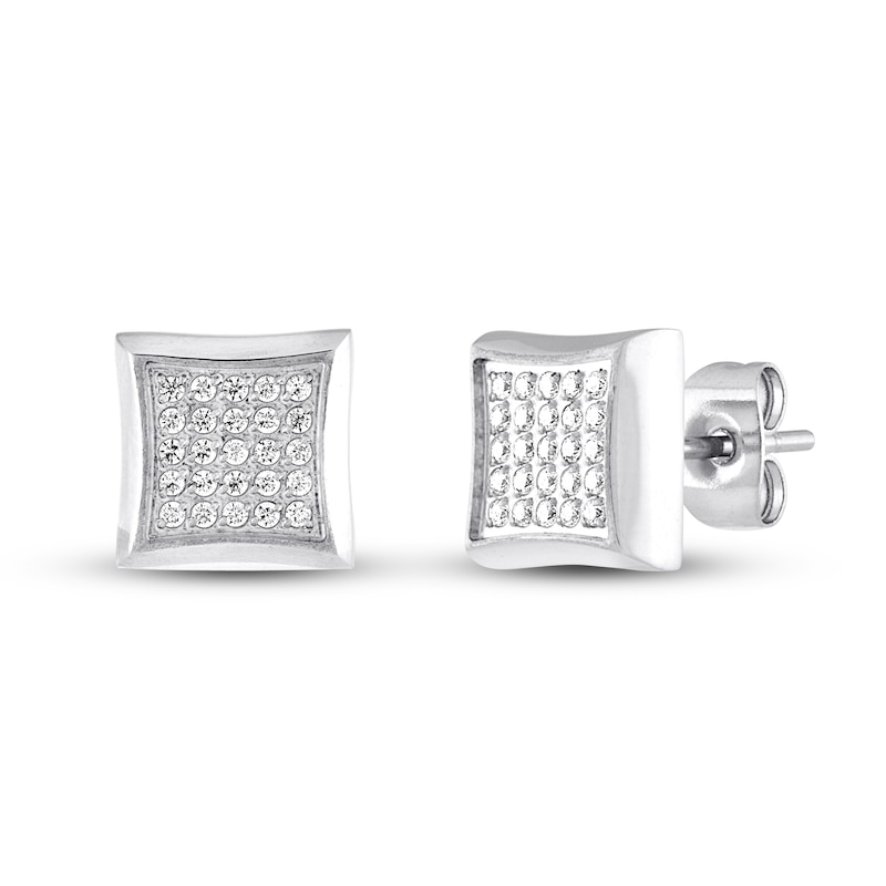 Main Image 1 of Men's Diamond Earrings 1/4 ct tw Round-cut Stainless Steel
