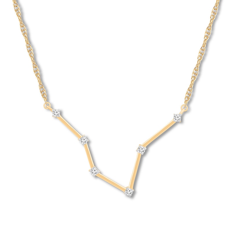 Main Image 1 of Pisces Zodiac Necklace 1/10 ct tw Diamonds 10K Yellow Gold 18&quot;