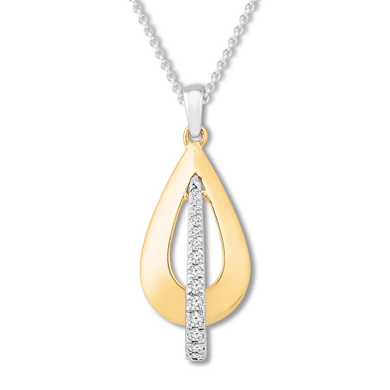 Diamond Geometric Necklace 1/5 ct tw Round 10K Two-Tone Gold 19"
