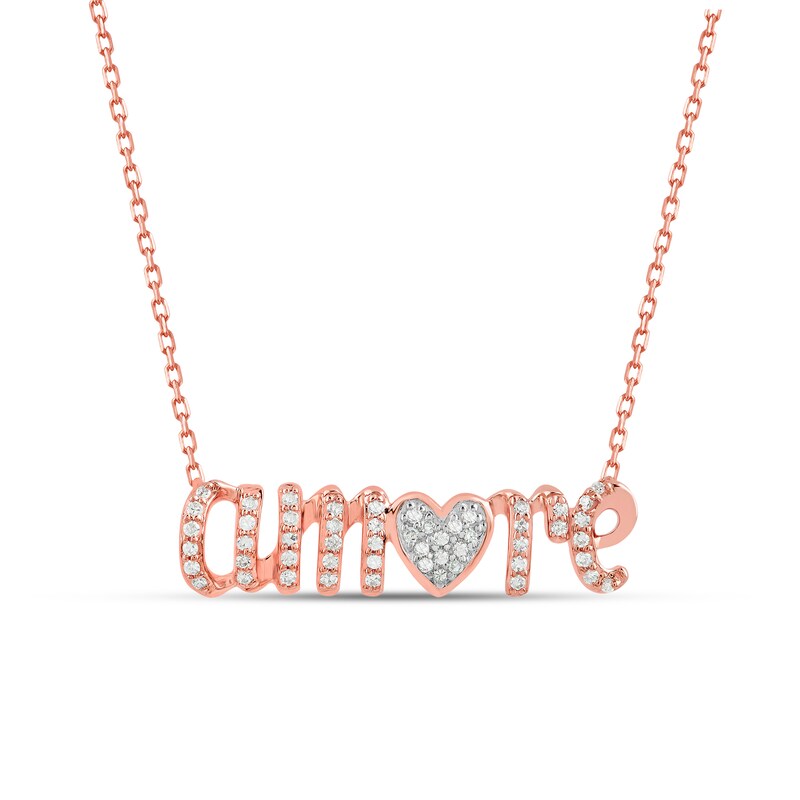 Amore Necklace 1/10 ct tw Diamonds 10K Rose Gold 18.5"