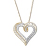 Thumbnail Image 0 of Diamond Heart Necklace 1/2 ct tw Round & Baguette 10K Yellow Gold 18"