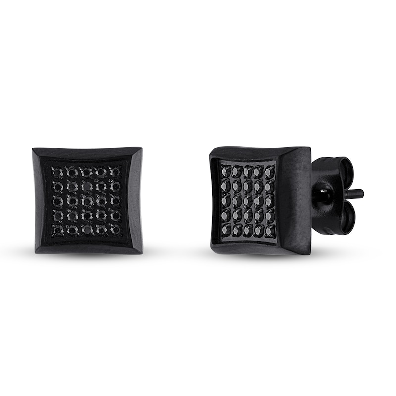 Main Image 1 of Men's Black Diamond Earrings 1/4 ct tw Stainless Steel