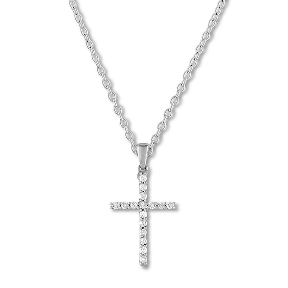 Diamond Cross Necklace 1/4 ct tw Round-cut 10K White Gold | Kay