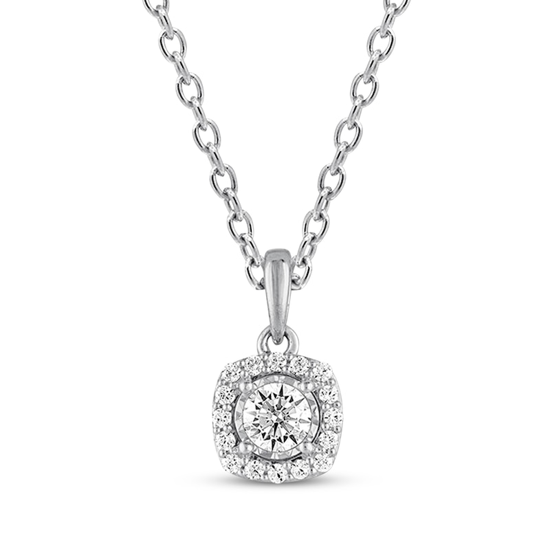 Diamond Necklace 1/4 ct tw Round-cut 10K White Gold 18"