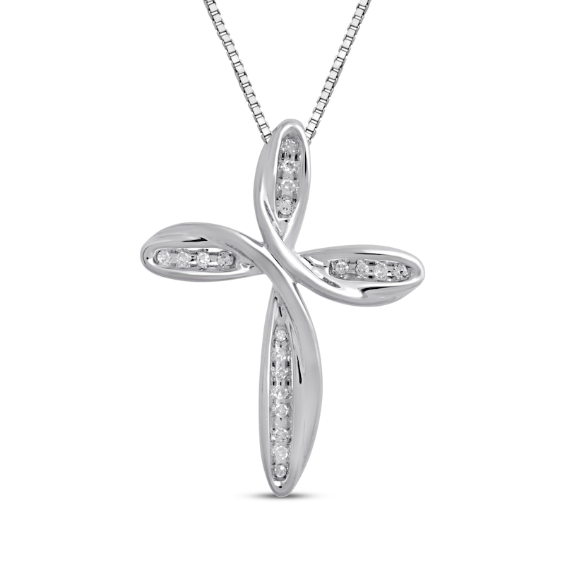 Diamond Cross Necklace 1/20 ct tw Sterling Silver 18"