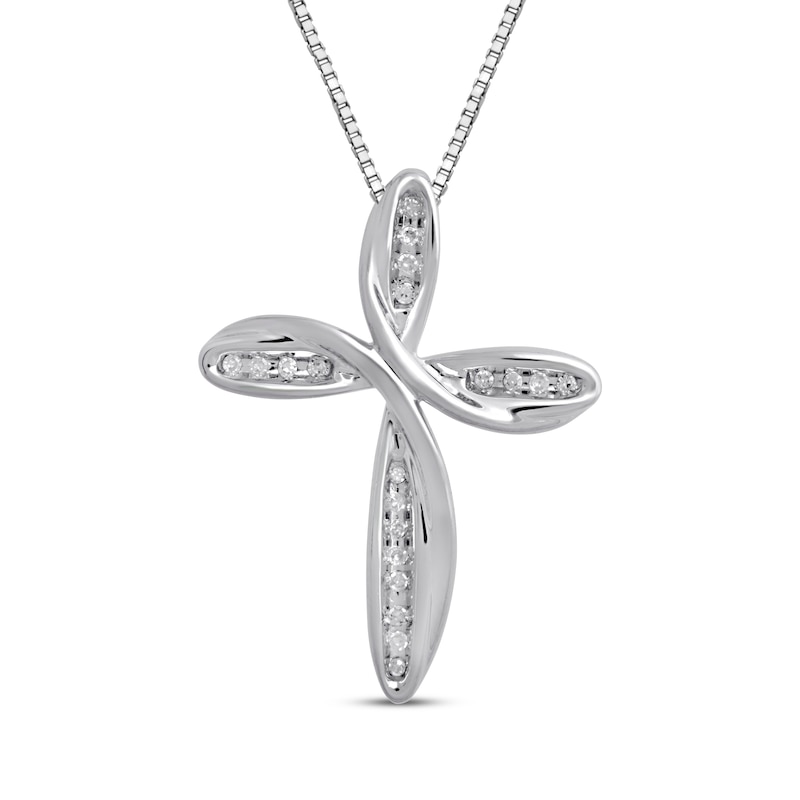 Main Image 1 of Diamond Cross Necklace 1/20 ct tw Sterling Silver 18&quot;