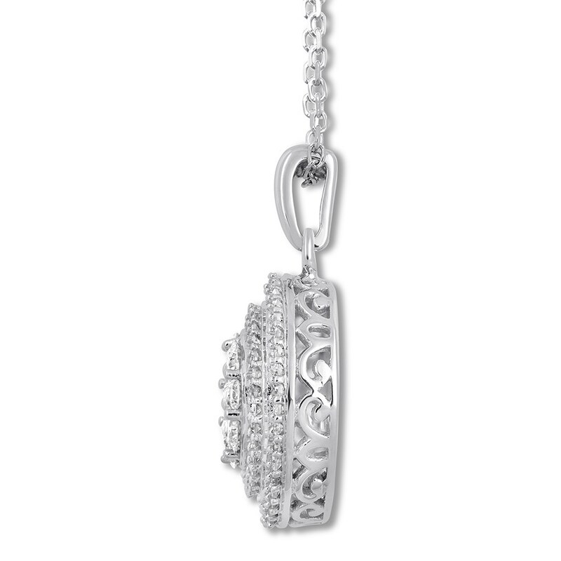 Main Image 2 of Diamond Necklace 1/2 ct tw Round-cut 10K White Gold