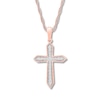 Thumbnail Image 0 of Diamond Cross Necklace 1/6 ct tw Round-cut 10K Rose Gold 18"