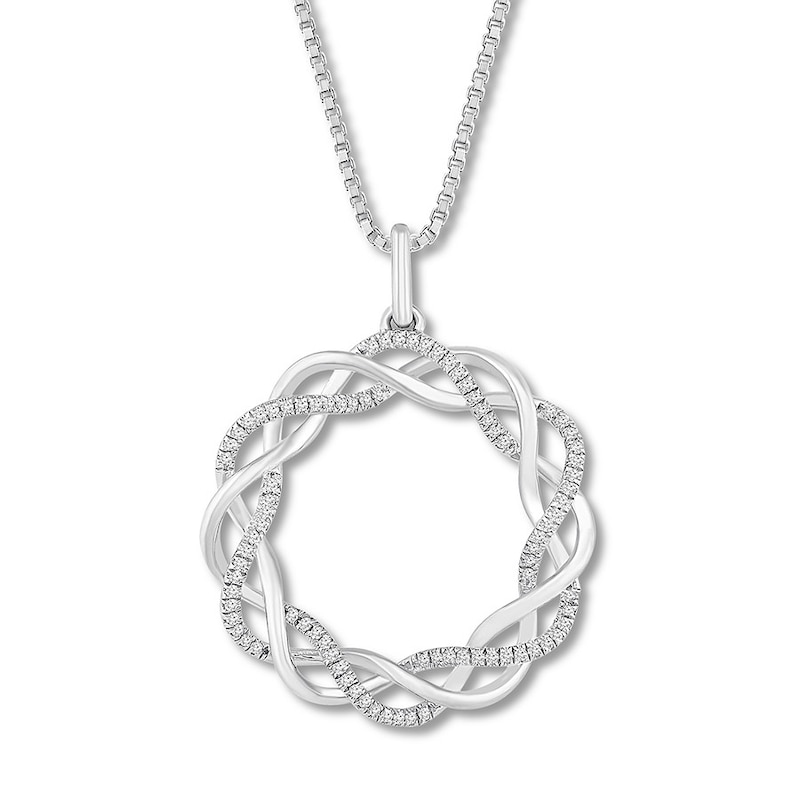 Main Image 1 of Diamond Circle Necklace 1/4 ct tw Round-cut Sterling Silver 18&quot;
