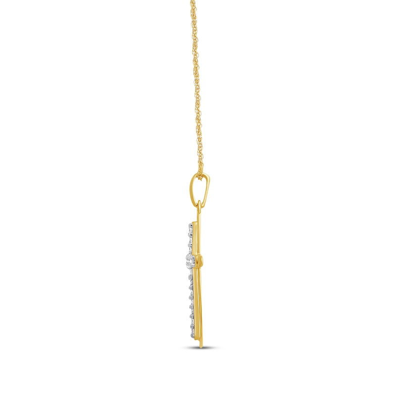Diamond Cross Necklace 1/4 ct tw Round-cut 10K Yellow Gold 18"