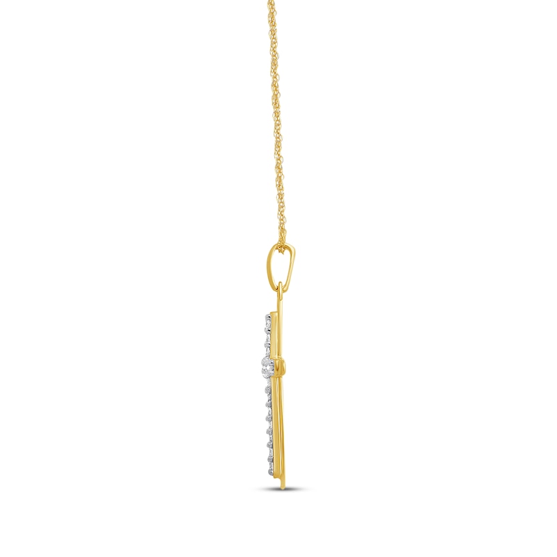 Main Image 2 of Diamond Cross Necklace 1/4 ct tw Round-cut 10K Yellow Gold 18&quot;