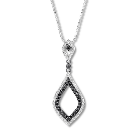 Black & White Diamond Necklace 1/3 ct tw Sterling Silver 18"